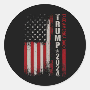 Sticker Rond Donald Trump 2024 Reprendre le drapeau américain à