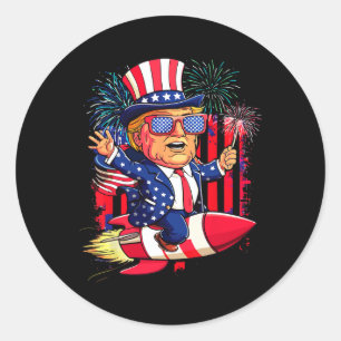 Sticker Rond Donald Trump 2025 heureux 4 juillet Trump américai