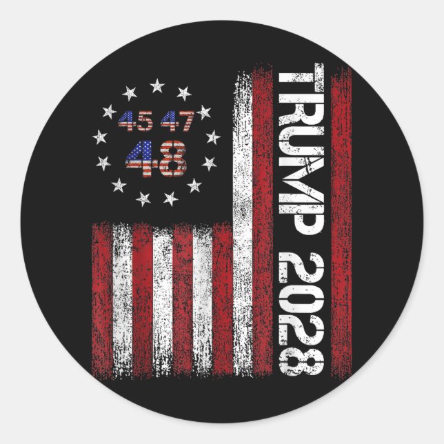 Sticker Rond Donald Trump 2028 Trump 45 47 48e Président améric (Devant)