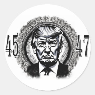 Sticker Rond Donald Trump 45/47