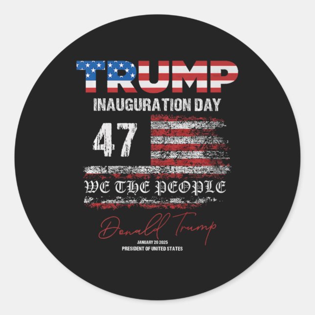 Sticker Rond Donald Trump 47e président 2025 Inauguration États (Devant)