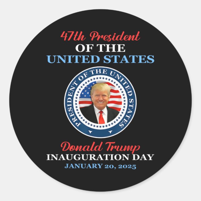 Sticker Rond Donald Trump 47e président 2025 Inauguration États (Devant)