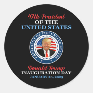 Sticker Rond Donald Trump 47e Président 2025 Investiture États-
