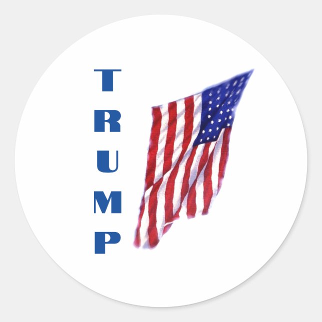 Sticker Rond Donald Trump American Flag Pop Art (Devant)