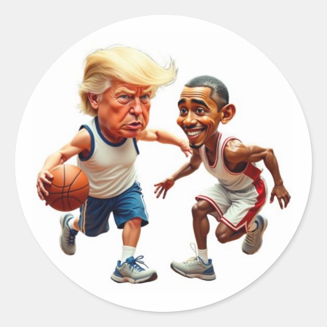 Sticker Rond Donald Trump Barack Obama (Devant)