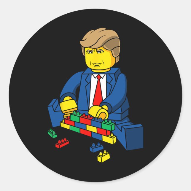 Sticker Rond Donald Trump Bâtit Un Mur (Devant)