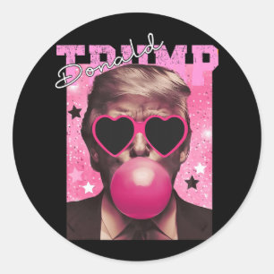 Sticker Rond Donald Trump Bubble Gum Pink Sungles