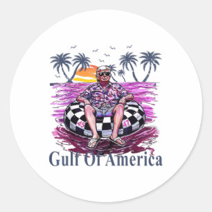 Sticker Rond Donald Trump Chemise Golfe Des États-Unis Amérique