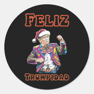 Sticker Rond Donald Trump Christmas Feliz Trumpidad 1