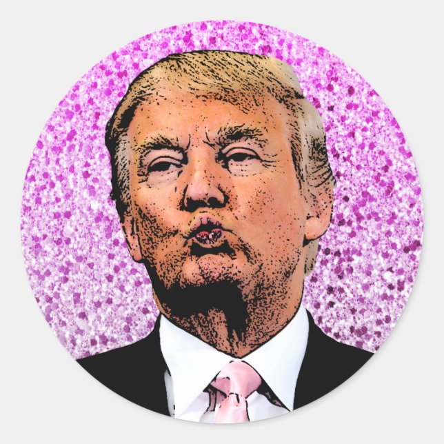 STICKER ROND DONALD TRUMP CHRISTMAS SCELLÉ AVEC UN BÂTIMENT KIS (Devant)