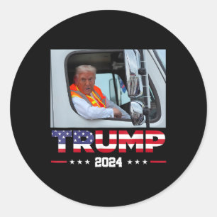 Sticker Rond Donald Trump Circule Dans Le Camion À Déchets 1