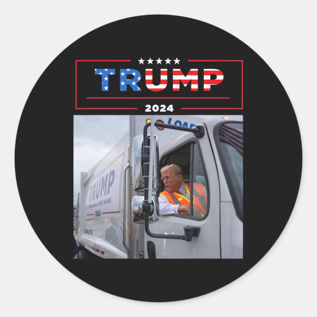 Sticker Rond Donald Trump Circule Dans Les Poubelles Chirurgie (Devant)