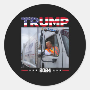 Sticker Rond Donald Trump Circuler le camion à ordures - Camion