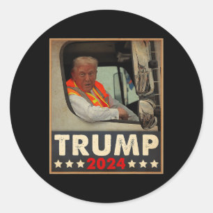 Sticker Rond Donald Trump Dans Garbage Truck Team Garbage For T