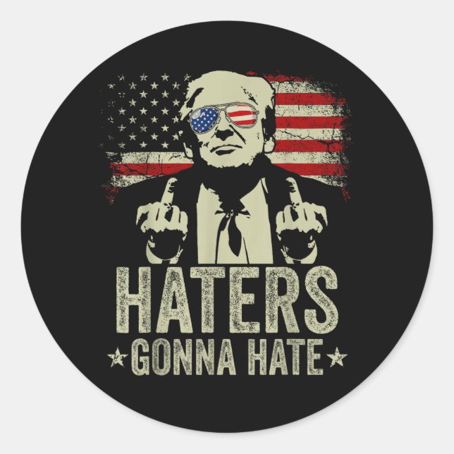 Sticker Rond Donald Trump Doigt d'honneur (Devant)
