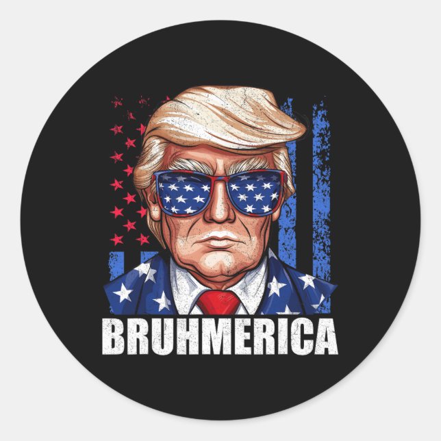 Sticker Rond Donald Trump Drapeau Américain Distorti (Devant)