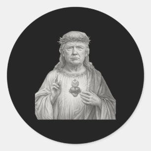 Sticker Rond Donald Trump en Jésus - Foi et patriotisme pour le
