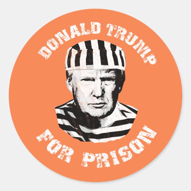 Sticker Rond Donald Trump En Prison (Devant)