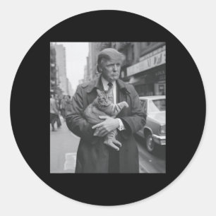 Sticker Rond Donald Trump Et Chat À Nyc