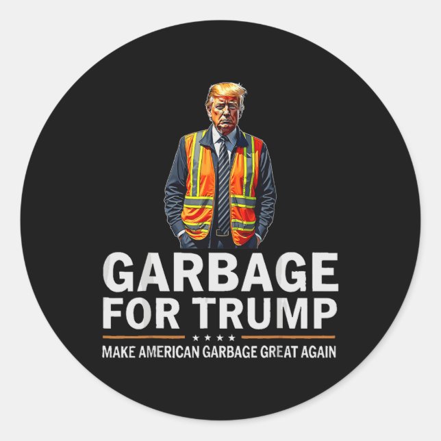 Sticker Rond Donald Trump Garbyge Orange Reflex Safety Vest (Devant)