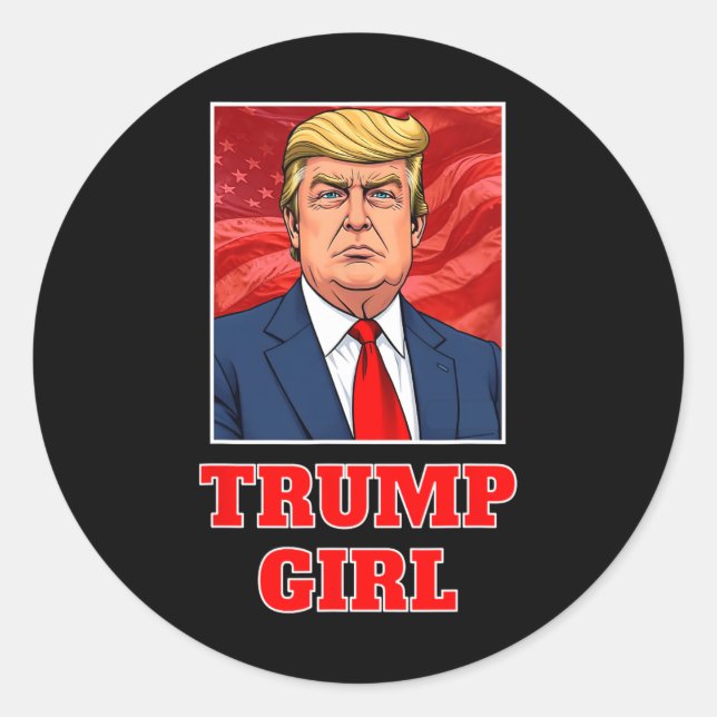 Sticker Rond Donald Trump Girl Funny Great America Président Su (Devant)