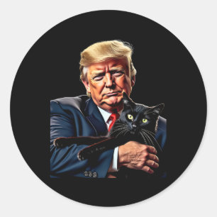 Sticker Rond Donald Trump Holding Cat Graphic Drôle Politique M