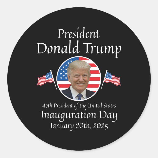 Sticker Rond Donald Trump Jour de l'investiture 2025 47e présid (Devant)