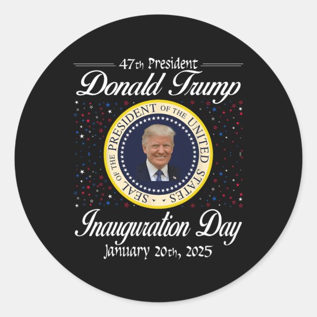 Sticker Rond Donald Trump Jour de l'investiture 2025 47e présid (Devant)