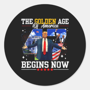 Sticker Rond Donald Trump L'Âge D'Or De L'Amérique Commence À C