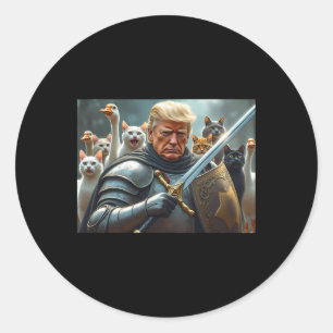 Sticker Rond Donald Trump met les chats en sécurité à nouveau D