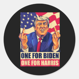 Sticker Rond Donald Trump Middle Finger Biden Harris America Re