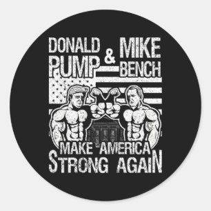 Sticker Rond Donald Trump Pompe Mike Pence Développé Couché Cul