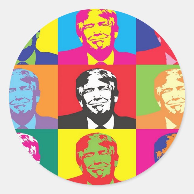 Sticker Rond Donald Trump Pop Art (Devant)