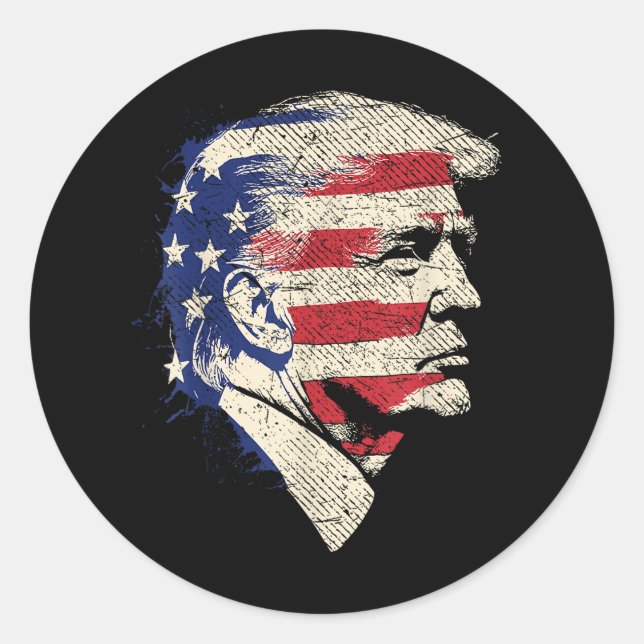 Sticker Rond Donald Trump Portrait (Devant)