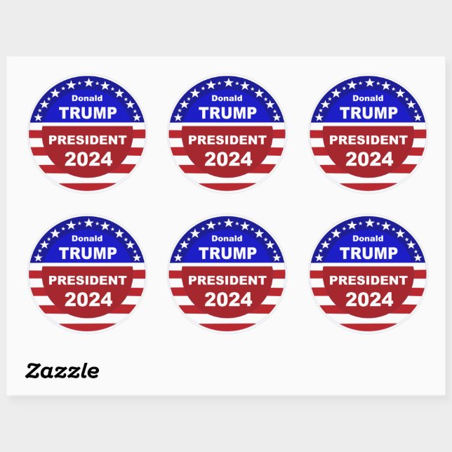 Sticker Rond Donald Trump Président aux alentours de 2024 (Feuille)