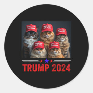 Sticker Rond Donald Trump Rend Les Chats Sûrs À Nouveau Chapeau