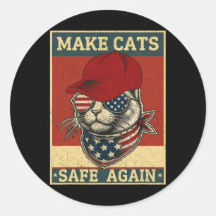 Sticker Rond Donald Trump Rend Les Chats Sûrs À Nouveau Chapeau