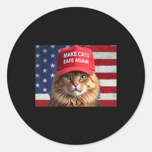Sticker Rond Donald Trump Rend Les Chats Sûrs À Nouveau Chapeau