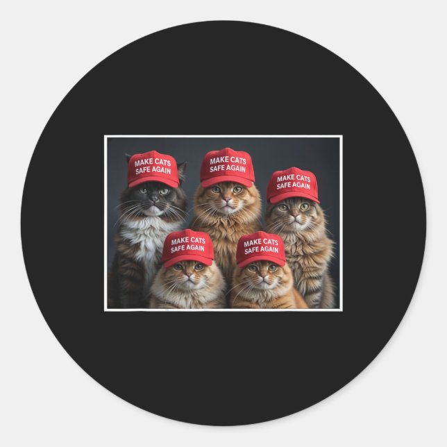 Sticker Rond Donald Trump Rendre les chats en sécurité Casquett (Devant)