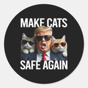 Sticker Rond Donald Trump Rendre les chats en sécurité Casquett