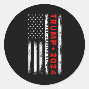 Sticker Rond Donald Trump Reprenez l'Amérique Drapeau Américain