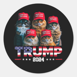 Sticker Rond Donald Trump sécurise à nouveau les chats Casquett