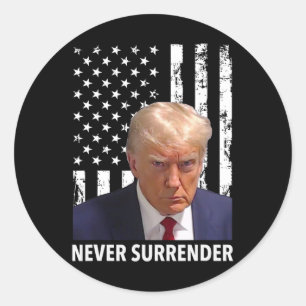 Sticker Rond Donald Trump Tiré dans une bombe - Ne jamais aband