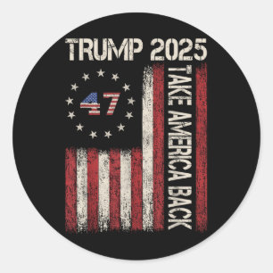 Sticker Rond Donald Trump vintage l'Amérique de retour 2025 Amé