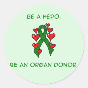 Sticker Rond Donateur de ruban Green Hearts