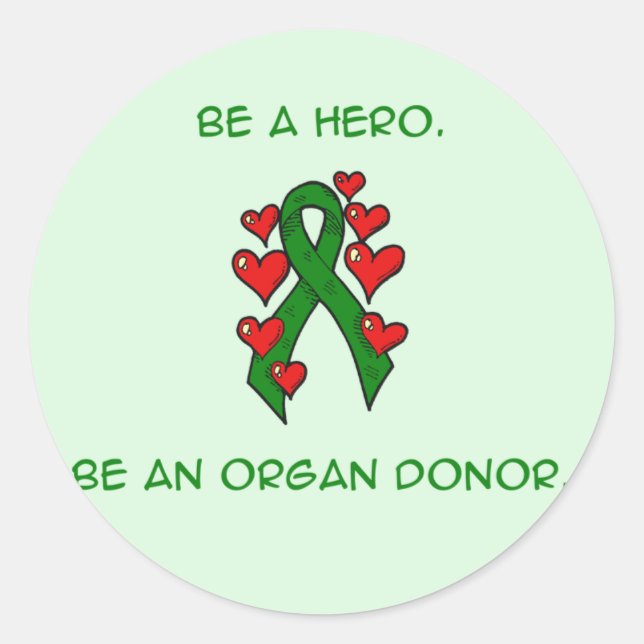 Sticker Rond Donateur de ruban Green Hearts (Devant)