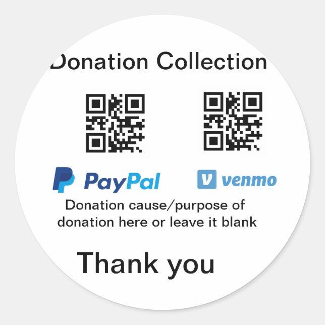 Sticker Rond Donation Collection conseil pot ajouter votre q r  (Devant)