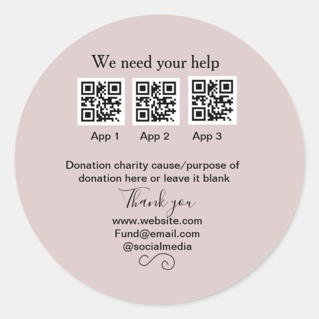 Sticker Rond Donation Collection conseil pot ajouter votre q r  (Devant)