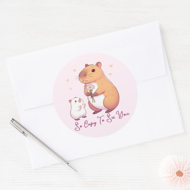 Sticker Rond Donc Capable De Vous Voir Mignonne Capybara (Enveloppe)