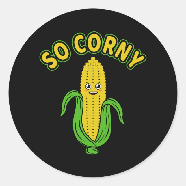 Sticker Rond Donc Corny Corn sur la Foule de Cob Jour drôle Mèm (Devant)